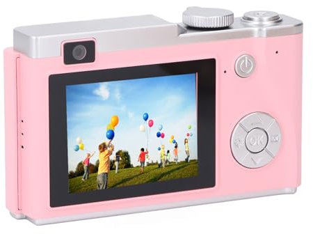Retro Digital Camera 1080P, 48MP Digital Point and Shoot Camera Vintage, FHD Vlogging Camera Selfie Camera - 2.4in HD Screen, 16X Digital Zoom, Front & Rear Dual Lens (Roseate)