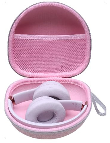 Headphone Case Compatible with Beats, Skullcandy, JLab, JBL, BERIBES, TOZO, KVIDIO, Picun, Soundcore Q20i/Q20/Q30 Foldable Headphones, Pink Travel Storage Case