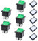 JINXIAN 5 Pezzi Verde Interruttore a Bilanciere 220V Interruttore Impermeabile 12V con Copertura Impermeabile Interruttore per Prodotti Elettrici Vari