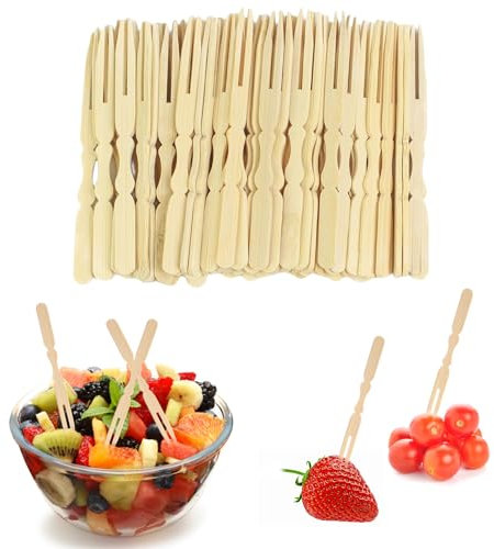 CPYJW 200 Piezas Tenedores Pequeños,Tenedores Desechables Tenedor De Merienda Tenedor De Fruta Tenedor De Patatas Fritas para Fiestas Cumpleaños Camping Y Pícnic (100mm)