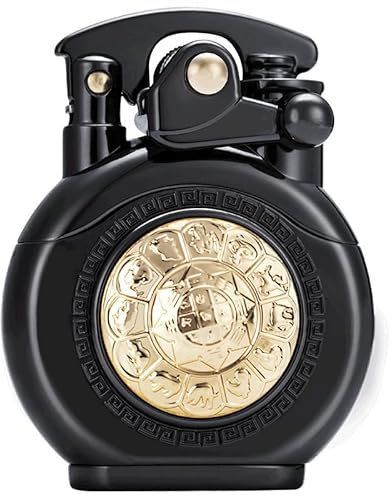 Coole Vintage Graben Feuerzeug Nachfüllbare Coole Klassische Kerosin Feuerzeuge Metall Antike Feuerzeug für Sammlung Dekorative Geschenk Geschenk Geschenk Geschenk (Black+Gold B)