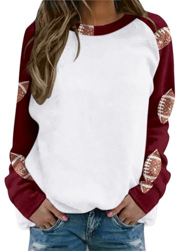 Generisch Pullover Damen Farbblock Teenager Vintage Hoodie Langarmshirts Winterpulli Mode Sport Lustig Pullover Oberteile Langarm Winterpullover Aufdruck Damenpullover Lässig Sweatshirt Ohne Kapuze