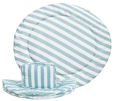 molis&co - Krabbeldecke Runder für Baby 100x100 cm - 100% Baumwolle (OEKO-TEX) - Spielmatte Baby Multifunktional, Dick & weich gepolstert - Ideal als Babydecke & Spieldecke Baby - Popcorn Stripes