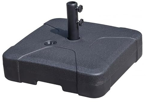 Fenteer Base de sombrilla para Exteriores rellenable con Agua, 58 x 58 x 36 cm, Cuadrada, Ajustable, para Postes de 1,5 y 1,9 Pulgadas, Accesorio