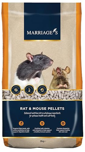Marriage’s - Rat Food and Mouse Food for a Healthy Weight and Immune System, Rat and Mouse Pellets with Fish, 100% Nutri Pressed, Suitable for All Ages (2kg)