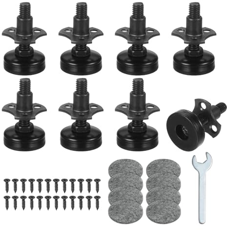 M METERXITY 8er-Pack Möbelfüße 3/8-16 Gewinde mit T-Nut-Set Schwarz | Verstellbare Möbel-Nivellierer, Verstellbare Nivellierfüße unterstützen 2640 lbs, Für Tische/Schränke/Große Basen