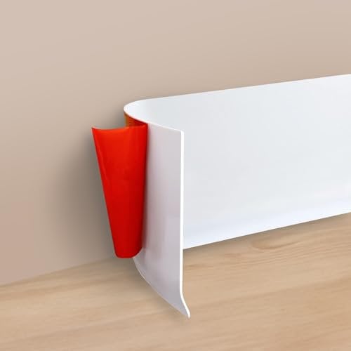 PVC Self Adhesive Skirting Board Trim - Flexible Wall Base Moulding, 9.8Ft(L) x 3.9 inches (W), Peel and Stick Baseboard Cover (White)
