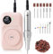 Madenia Electric Nail File 45000RPM, Professional Rechargeable Nail Drill Machine with Ceramic & Metal Drill Bits, Cordless E File Portable Efile for Acrylic Nails Gel Salon Home Manicure Use (Pink)