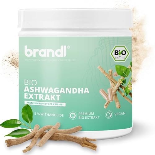 brandl® BIO Ashwagandha Kapseln hochdosiert | KSM-66® Extrakt Kapseln 600mg 5% Withanolide | 120 Kapseln