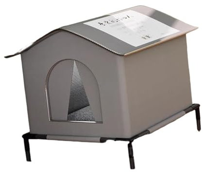 MagiDeal Insulated Outdoor Cat House Waterproof for Outdoor Cats Kitty Pet House Dog House Bed Warm Elevated Feet Stray Cat Shelter for Barn Porch Outside Cats Tent with Legs,Style A-Size M