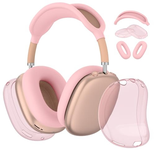 Case for AirPods Max Headphones Cover, Soft TPU Protective Cover, Sweat-Proof Ear Pad Cover, Ear Cups Cover, Headband Protector, Soft Shell Protectors for Apple AirPods Max (Pink)