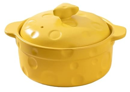 YAOHY Ceramic Cast Iron Dutch Oven Pot With Lid For Cooking Kitchen To Crock Pot Saucepan(Yellow)