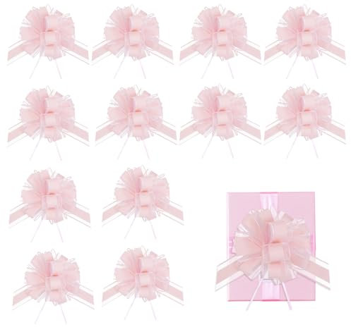 Bekecidi 12 Stück rosa Geschenkschleifen, 15,2 cm Schleifen, Geburtstagsdekorationen für Geschenke, Hochzeit, Valentinstag, Geschenkverpackung, Geschenkdekoration, rosa Schleifen für Körbe, Autos und