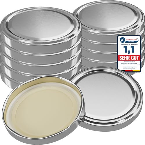 WELLGRO 50x Einmachdeckel TO 82 silber - Ersatzdeckel für Einmachgläser, Schraubdeckel, Twist-Off-Deckel aus Metall