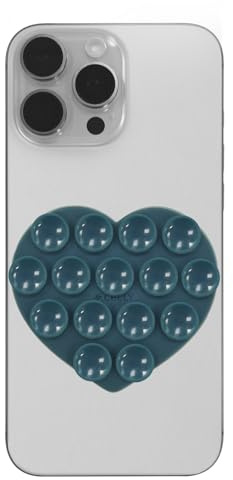 Celly, Ventosa a Forma di Cuore Per Telefono con Ventose in Silicone, Supporto Portacellulare Versatile, Colore Blu, 7,5 x 6 cm