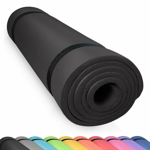 Sportmatte Gymnastikmatte SCHWARZ Yogamatte Joga Matte Fitnessmatte rutschfest (Schwarz,185 x 90 x 1,5 cm (XL))