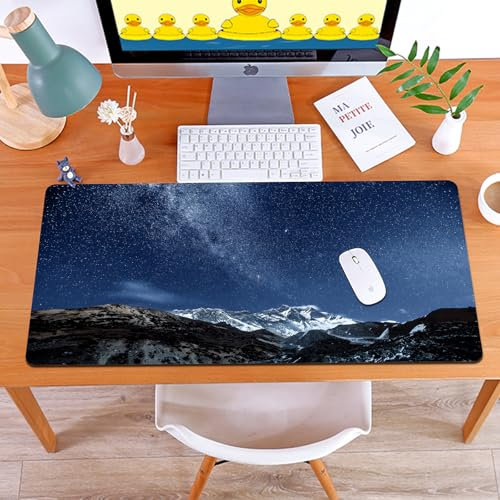 MYAUEYSU Alfombrilla de ratón para 40x75 cm,Espacio, Picos de Las montañas del Himalaya en la Noche Estrellada con e,Grande,con Base de Goma y Bordes cosidos,Alfombrilla para,PC,portátil,Escritorio
