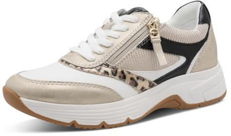 Tamaris Damen Wide FIT Sneaker aus Leder Hallux-Friendly, beige Comb, 42