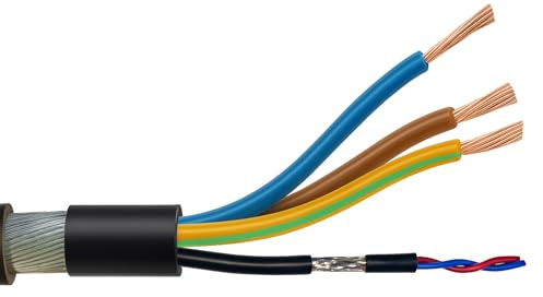 6mm² 3-Core SWA LSZH EV Charger Cable with Integrated PVC Sheathed 1 Pair Screened 24awg Data Cable – LSZH Outer Sheath - Data And Power Combined (5 Metres)