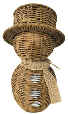 Allayu Handgeflochtener Weihnachtsschmuck aus Rattan: Schneemänner, robust Zuhause, Tisch, Küche und Garten, S