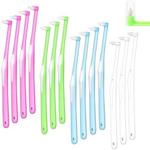 14 Stück Tuft Zahnbürste, Weich Einbüschelzahnbürste mit Schutzkappen | kieferorthopädische Zahnbürsten, Compact Interdental Zahnbürste für Zahnspangen & Brücken Detail Reinigung
