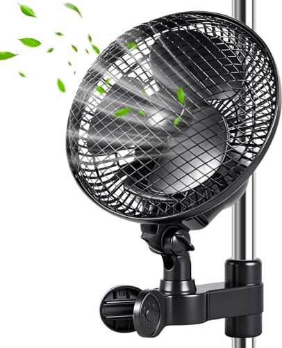 LeadGoods Grow Ventilator mit Clip 6'', Oszillierender Wachsen Growzelt Clip Lüfter, 3 Geschwindigkeiten, Grow Ventilator Oszillierend Klemmbar mini Fan, Leiser 10W für Growzelt (2, Schwarz)