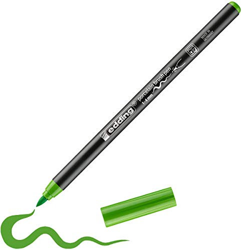 edding 4200 Porzellanpinselstift - hell-grün - 1 Stift - Pinselspitze 1-4 mm - Filzstift zum Beschriften, Dekorieren von Keramik, Porzellan - spülmaschinenfest, lichtechte Tinte, schnell trocknend