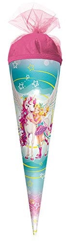 ROTH Schultüte klein Magisches Einhorn 22cm rund mit Tüllverschluss