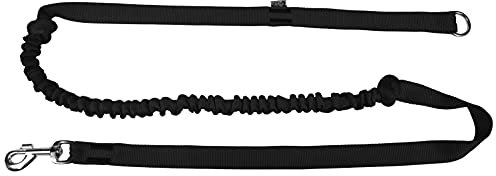 DINGO Canicross Lead with Shock Absorber, 1 Handle, Lightweight, Pull Absorption, Attachable Leash for Running, Sports, Jogging, Training, Polyamide, Handmade, Black (14696-2)