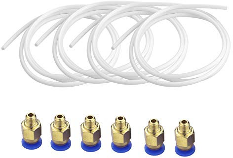 S SIENOC 4 x 1M PTFE Teflon Schlauch Tube Weiß(2mm x 4mm) + 6 x PC4-M6 Pneumatische Luft gerade Schnellverschraubung 4mm Gewinde