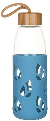 Pebbly Bouteille en verre avec protection silicone, 55cl Bleu