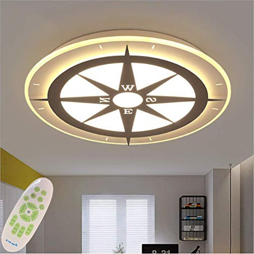 XinZe LED Dimmbar Lampe Deckenleuchte Kinderzimmer Schlafzimmer Jungen Und Mädchen Leuchte Deckenlampe Wohnzimmer Kreativ Runde Kompass Deckenstrahler Augenschutz Decke Beleuchtung Mit Fernbedienung