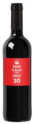 Bottiglia di vino personalizzata Merlot - Keep Calm it's only ... - Idea regalo personalizzato per compleanno e anniversario - 750 ml (Rosso)