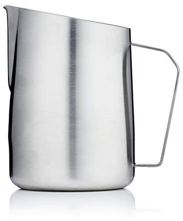 Barista & Co Stainless Steel Milk Jug - Portable Dial Milk Frothing Jug for Coffee Machine with Internal Measuring Marks - Silver 600ml Milk Frothing Pitcher for Coffee Art Making, as Latte,Cappuccino