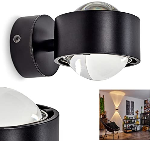 HOFSTEIN Wandleuchte Sapri, moderner Wandstrahler aus Metall in Schwarz und klaren Glas, 1-flammige Zimmerlampe mit Up & Down Lichteffekt, 1 x G9, ohne Leuchtmittel