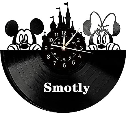 Smotly Mickey Mouse Thema Design Große Wanduhr - Kinder Cartoon Schallplatte Geschenk Mit Geschenkhaken