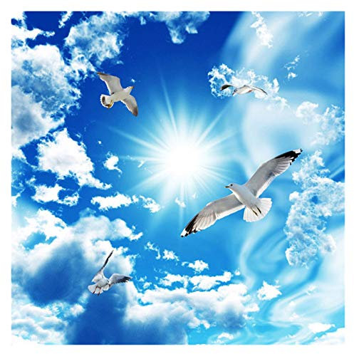 QSCTYG Papier Peint Auto-Adhésif Papier peint Mural Zénith de Plafond personnalisé 3D Stéréo bleu ciel Blanc Blanc Blanc Blanc Colombe Nature Paysage Photo Mural Plafond Fonds d'écran 66