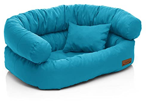 Juelle Hundebett für große Hunde - Sofa für große Hunde, Abnehmbarer Bezug, maschinenwaschbar, flauschiges Bett, Hundesessel Santi S-XXL (Größe: XL - 120x85x35 cm, Türkis)