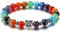 GEHECRST 7 Chakra Armband für Damen und Herren - Naturstein Mit Eule Muster, Yoga, Obsidian Amethyst, Healing Reiki - 8 mm Perlen (7 Chakra)