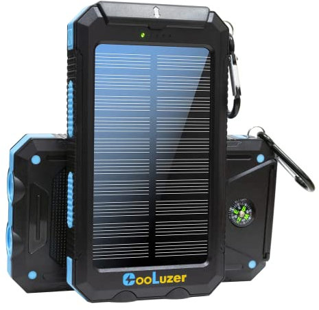 Solar Power Bank 8000mah, Solar Charger Power Bank with 18W PD 5V 3.1A outputs, IP67 Waterproof, Grade A+ Battery with LED Flashlight and Compass, Perfect Camping Gear Accessory for Outdoor (Blue)