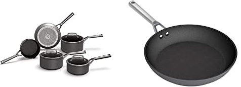 Ninja Foodi ZEROSTICK 5-Piece Pan Set, [C35000UK]Hard Anodised Aluminium & Foodi ZEROSTICK 20cm Frying Pan, [C30020UK] Hard Anodised Aluminium, Non-Stick, Induction Compatible
