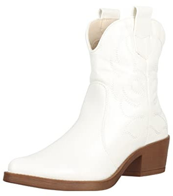 Elara Damen Stiefeletten Cowboy Boots Chunkyrayan 301-A31P White PU-39