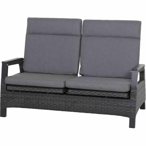 Siena Garden Solea 2-Sitzer Sofa, Night-Blue, Alu/Gardino-Geflecht, 85x151,5x97cm, inkl. Polster, Rückenlehne verstellbar