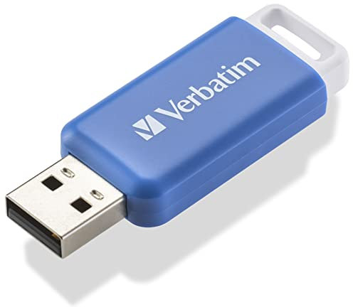 Verbatim DataBar USB Stick, kompakter Speicherstick mit 64 GB Datenspeicher, portabler USB 2.0 Memory Stick in Blau, ideal für Laptop, PC und Notebook