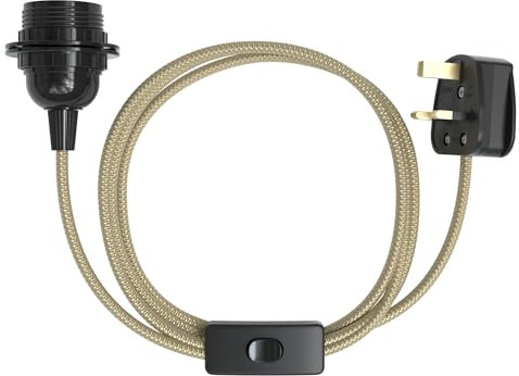 EAZY CASE - Lampenfassung E27 mit Kabel aus Stoff [MIT SCHALTER] - Fassung E27 mit Kabel - Lampenfassung mit Schalter - Lampenkabel mit Fassung - Glühbirne mit Kabel - DIY Lampenfassung mit Stecker