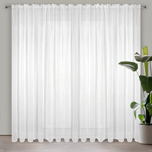 Eurofirany Lucy Voile-Vorhang, Weiß, 300 x 270 cm
