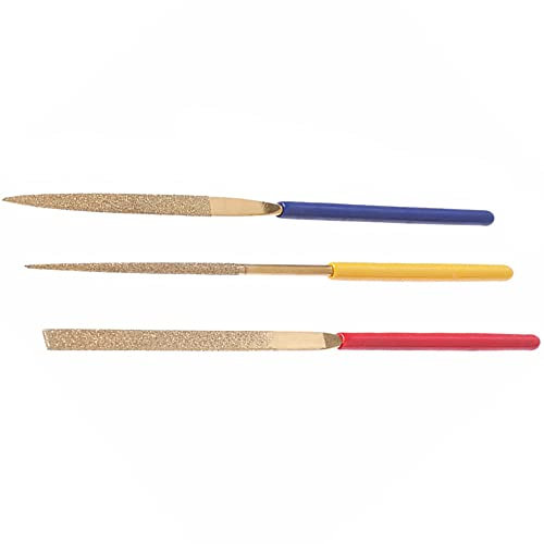 Set di 3 lime per aghi diamantati, mini lime da 100 mm, kit di lime per aghi rivestiti in titanio per intaglio di vetro in metallo e legno