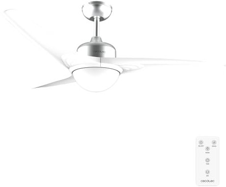 Cecotec - Ventilatori da Soffitto EnergySilence Aero 560 IronWhite - 62 W, Diametro 132 cm, Lampada a LED, Telecomando, Timer Fino a 8 Ore, 3 Velocità, 3 Pale, Estate/Inverno