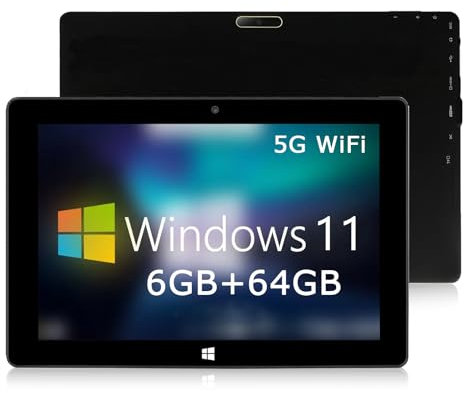 TPSPAD Tablette Windows 11 Tablette Tactile 10.1 Pouces 6Go RAM+64Go ROM, Dual-Core processeur, HD 1280×800 IPS, 1.6GHz 5G WiFi+Bluetooth 4.0+6000mAh+2MP + 5MP Dual Camere+Type C+OTG