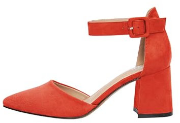 Rio Fiore Scarpe con Tacco, 7cm Tacco Largo, Décolleté Donna, Corallo, Tessile, Cinturino alla Caviglia, H1877-A0142-84 (Coral, 38 EU)